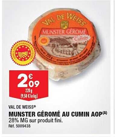 munster géromé au cumin aop val de weiss