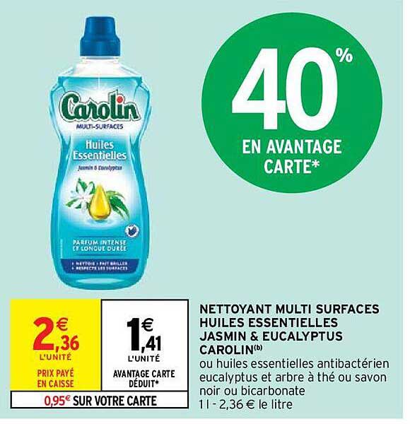 nettoyant multi surfaces huiles essentielles jasmin & eucalyptus carolin