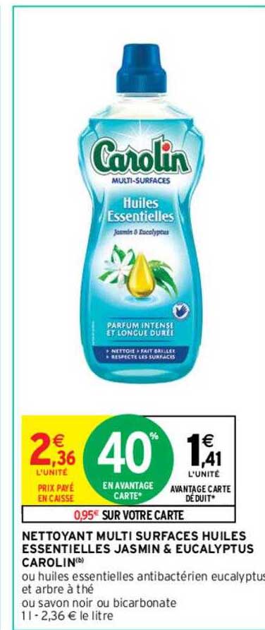 nettoyant multi surfaces huiles essentielles jasmin & eucalyptus carolin
