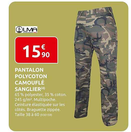 Pantalon Polycoton Camouflé Sanglier