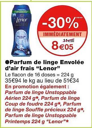 parfum de linge envolée d'air frais "lenor"