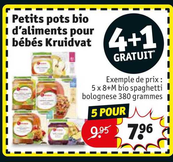 petits pots bio d'aliments pour bébés kruidvat