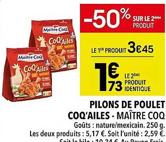 pilons de poulet coq'ailes - maître coq