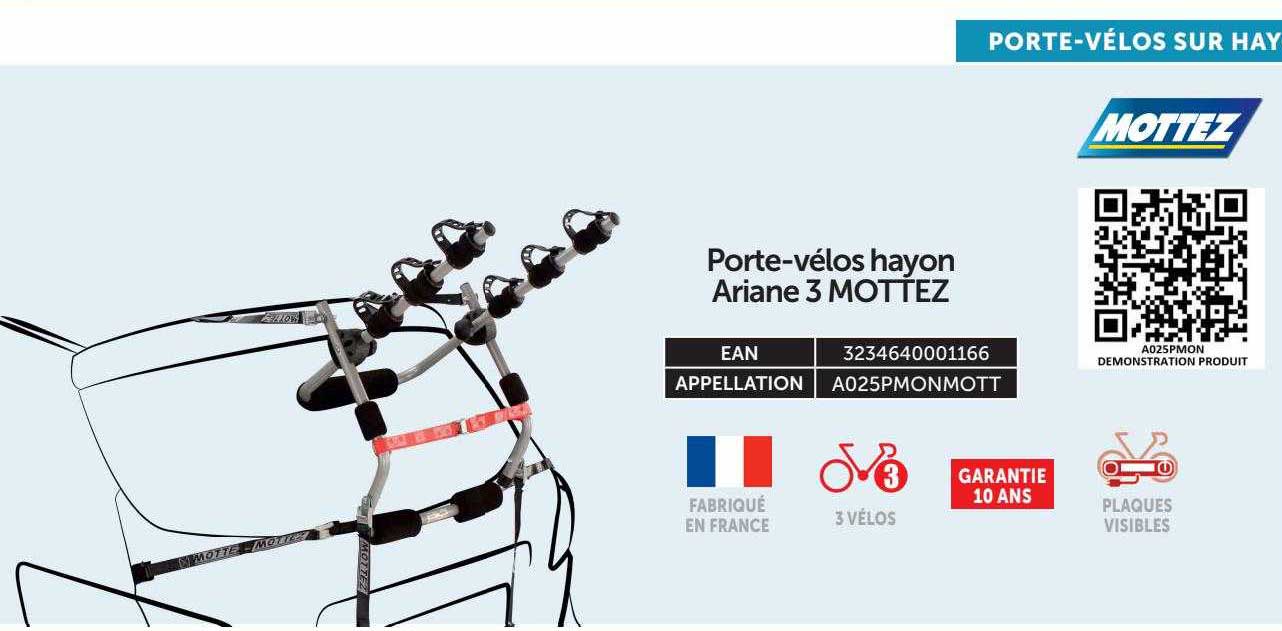 porte-vélos hayon ariane 3 mottez