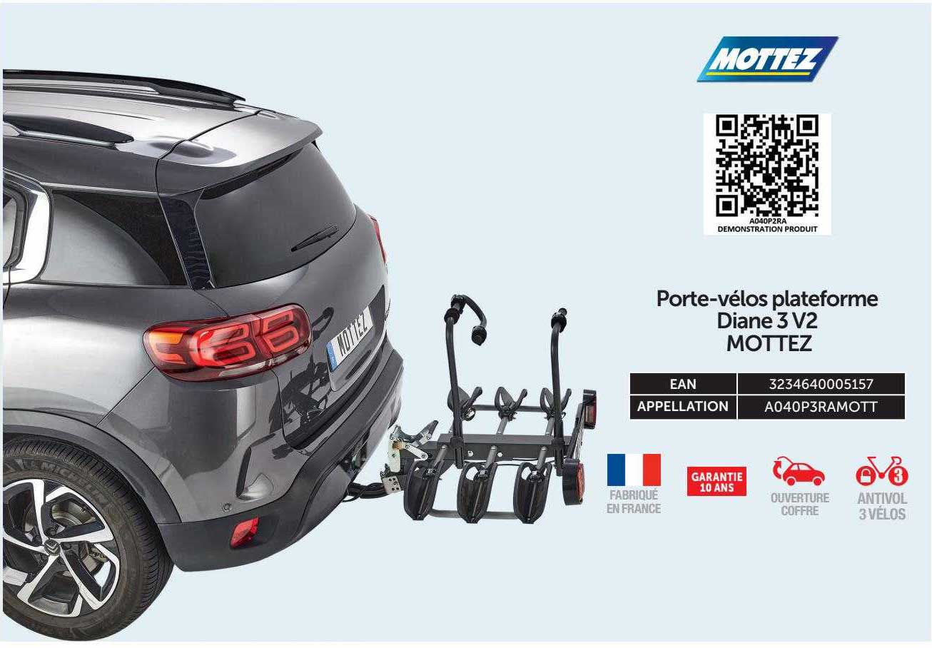porte-vélos plateforme diane 3 v2 mottez