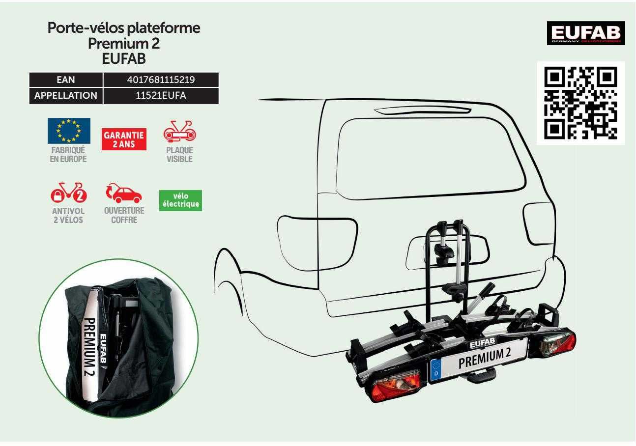 porte-vélos plateforme premium 2 eufab