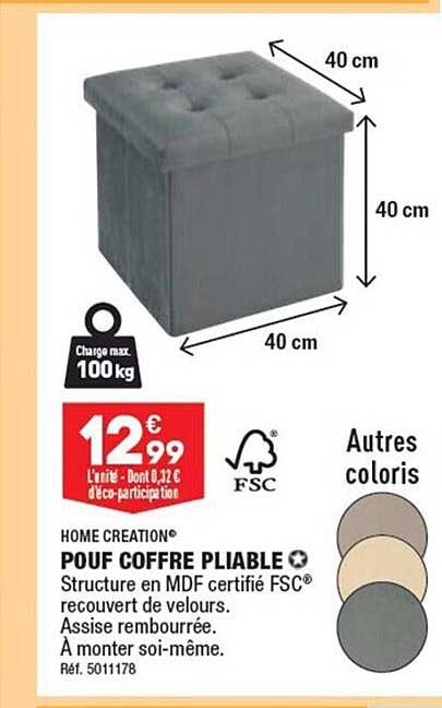 Pouf Coffre Pliable Home Creation