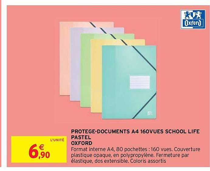 protège-documents A4 160 vues school life pastel oxford