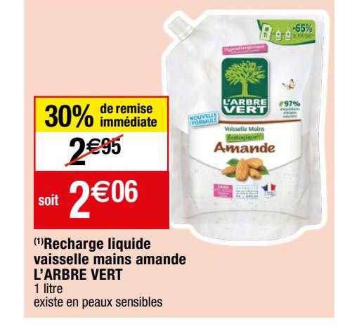 recharge liquide vaisselle mains amande l'arbre vert