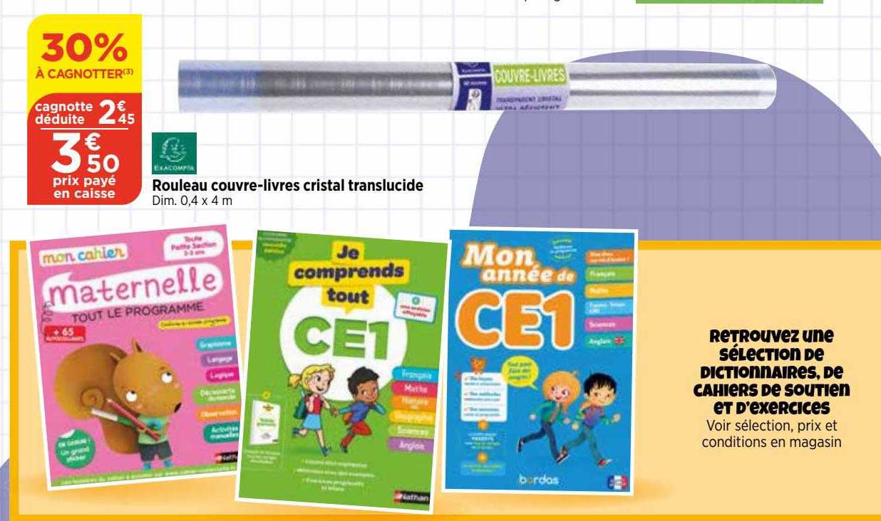 rouleau couvre-livres cristal translucide exacompta