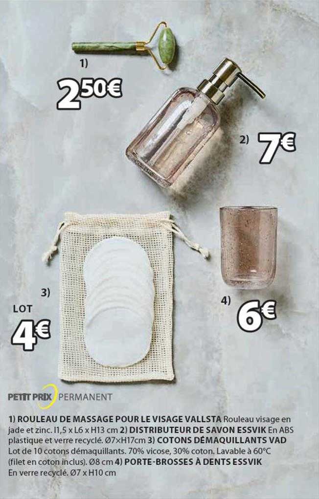 Rouleau De Massage Pour Le Visage Vallsta, Distributeur De Savon Essvik, Cotons Démaquillants Vad, Porte-brosses à Dents Essvik