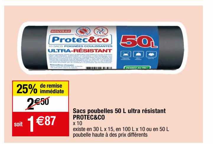 Sacs Poubelles 50l Ultra Résistant Protec & Co