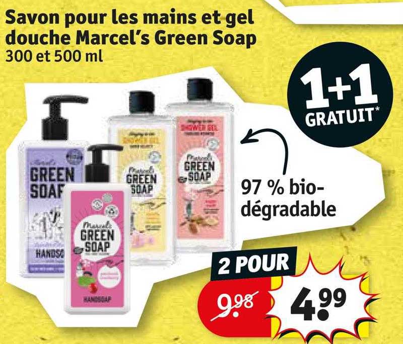savon pour les mains et gel douche marcel's green soap