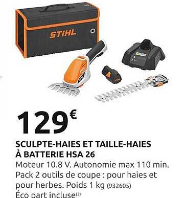 sculpte-haies et taille-haies à batterie hsa 26 stihl