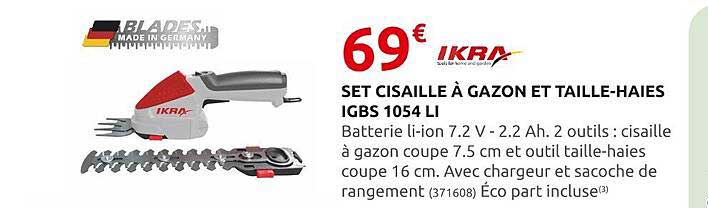 set cisaille à gazon et taille-haies igbs 1054 li ikra