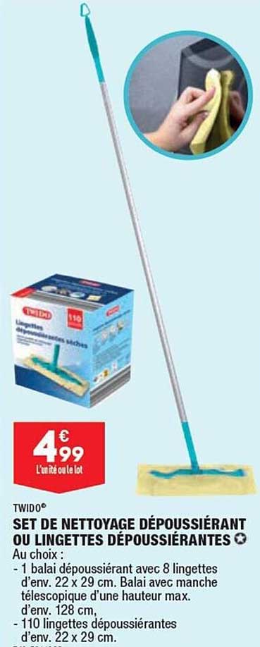 set de nettoyage dépoussiérant ou lingettes dépoussiérantes twido