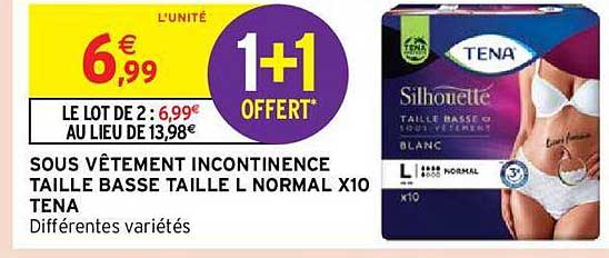 sous vêtement incontinence taille basse taille L normal x10 tena