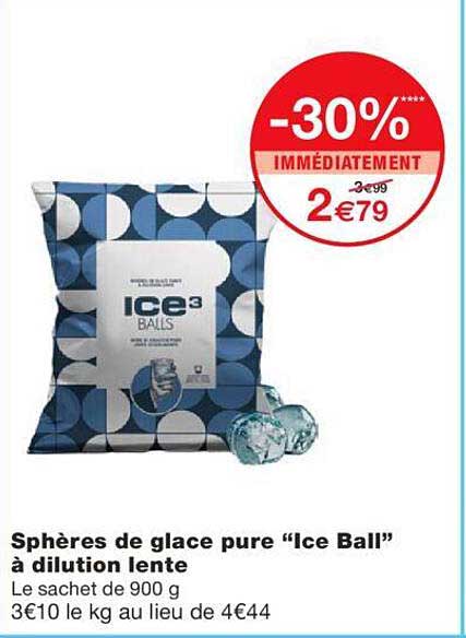 spheres de glace pure "ice ball" a dilution lente