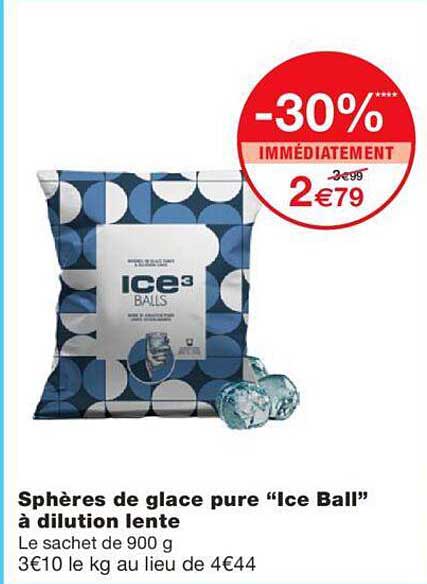 sphères de glace pure "ice ball" à dilution lente