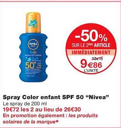spray color enfant spf 50 "nivea"