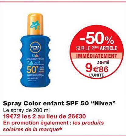 spray color enfant spf 50 "nivea"