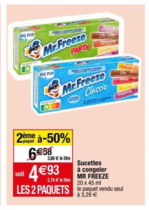 sucettes à congeler mr freeze