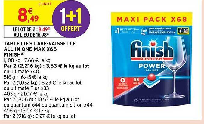 tablettes lave-vaisselle all in one max x68 finish