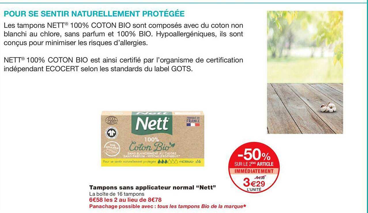 tampons sans applicateur normal nett