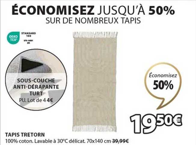 tapis tretorn, sous-couche anti-dérapante turt