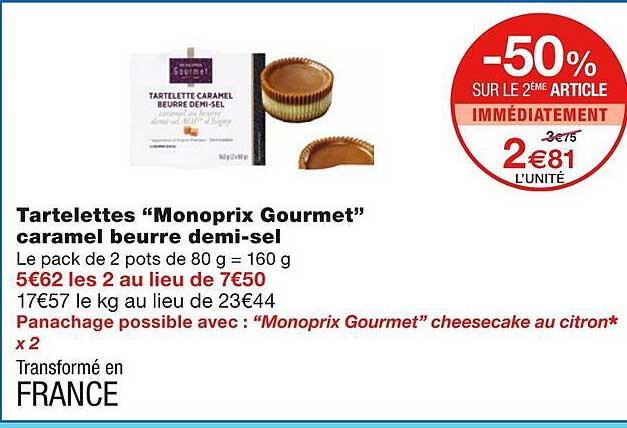 tartelettes "monoprix gourmet" caramel beurre demi-sel