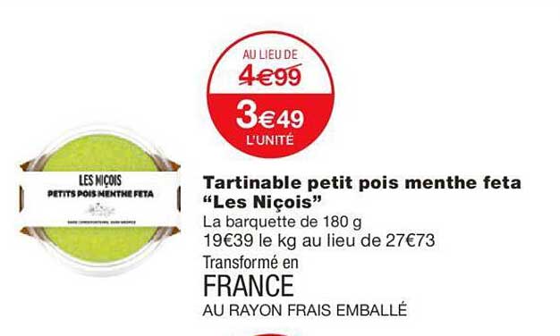 Tartinable Petit Pois Menthe Feta "les Niçois"