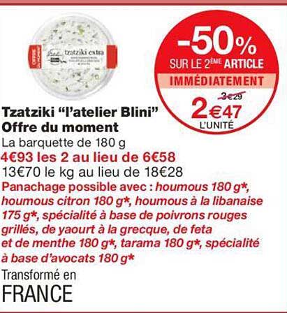 tzatziki "l'atelier blini" offre du moment