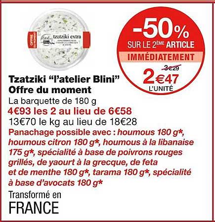 tzatziki "l'atelier blini" offre du moment