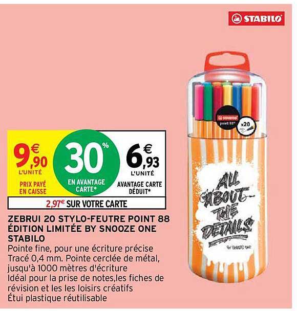 zebrui 20 stylo-feutre point 88 édition limitée by snooze one stabilo