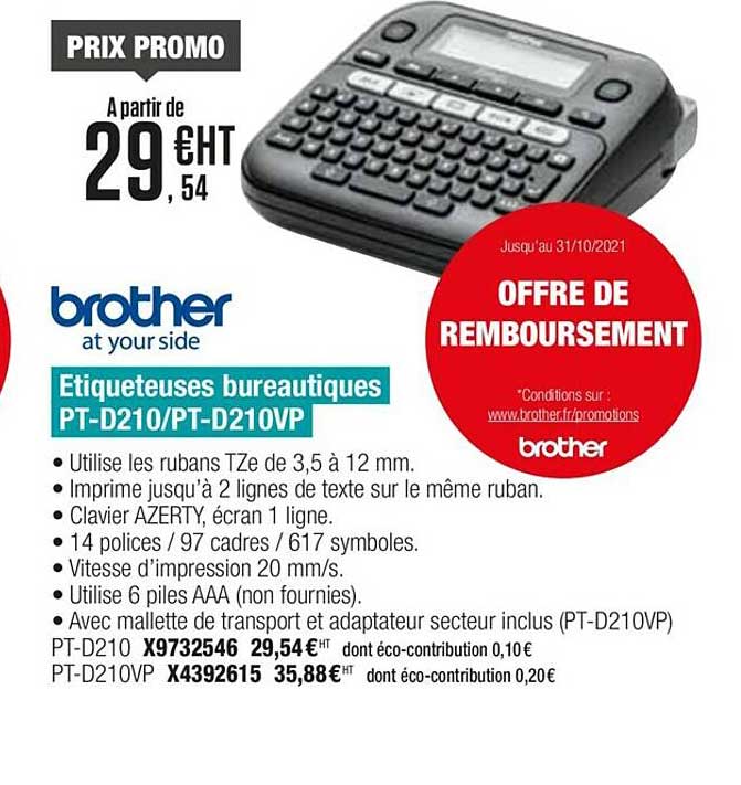 étiqueteuses bureautiques pt-d210 pt-d210vp brother