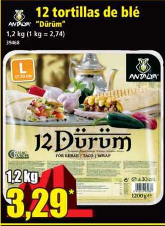 12 tortillas de blé "dürüm" antalya