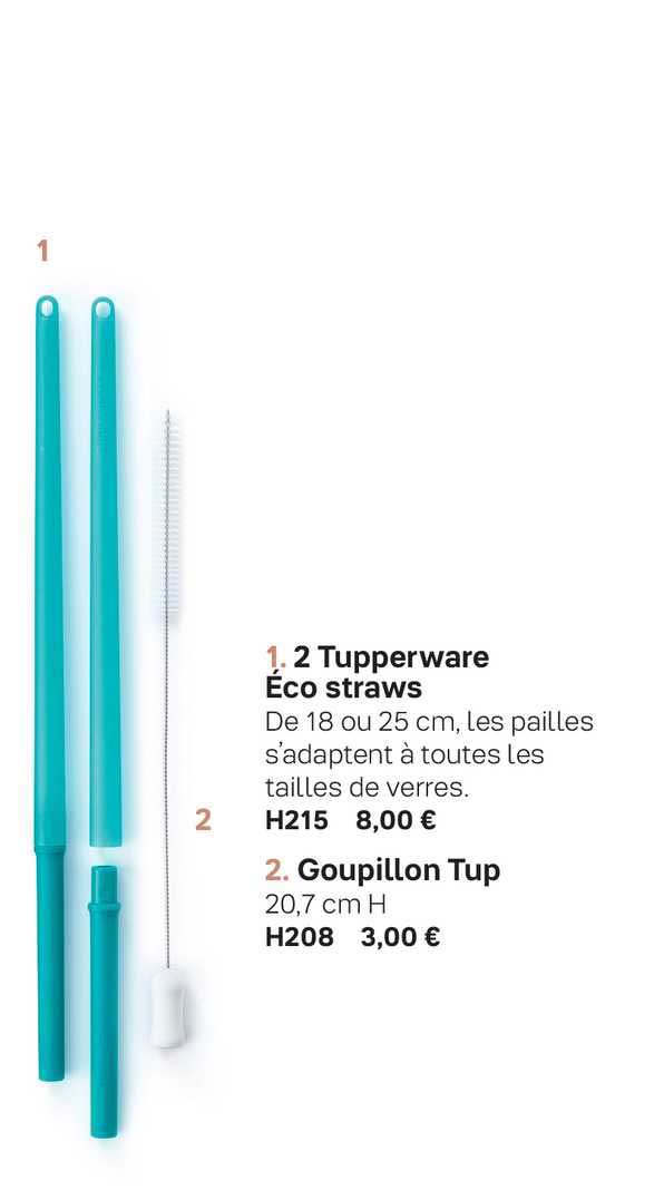 2 tupperware éco straws, goupillon tup