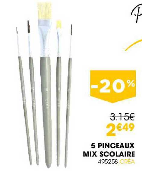 5 Pinceaux Mix Scolaire