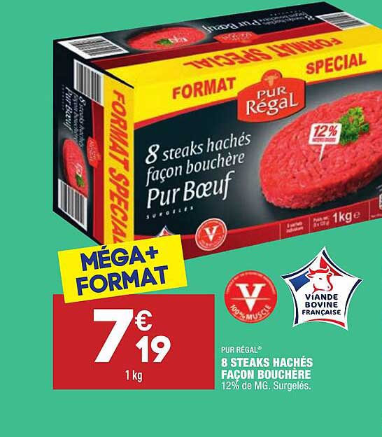 8 steaks hachés façon bouchère pur régal