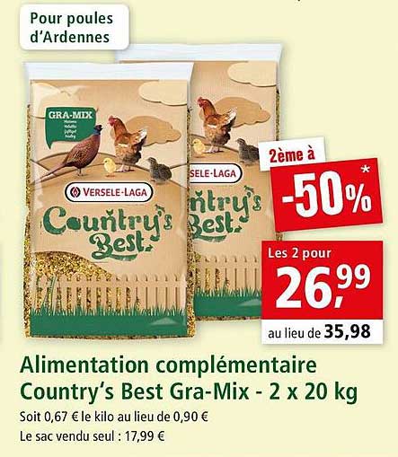 alimentation complémentaire country's best gra-mix - 2 x 20 kg