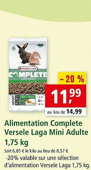 alimentation complète versele laga mini adulte 1,75 kg