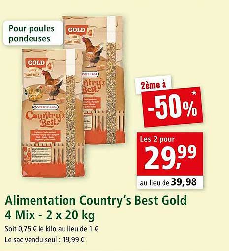 alimentation country's best gold 4 mix - 2 x 20 kg