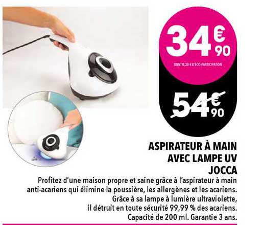 Aspirateur à Main Avec Lampe Uv Jocca