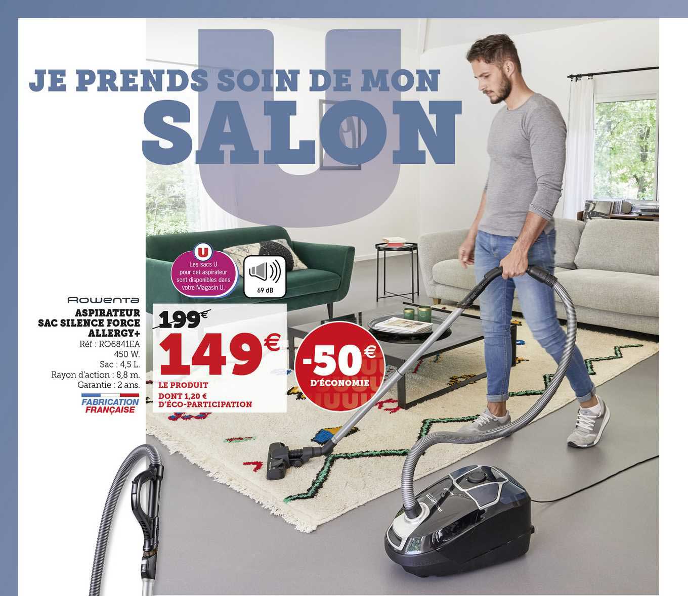 aspirateur sac silence force allergy+ rowenta