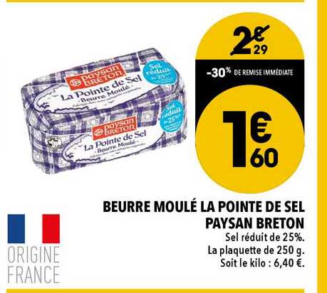 beurre moulé la pointe de sel paysan breton