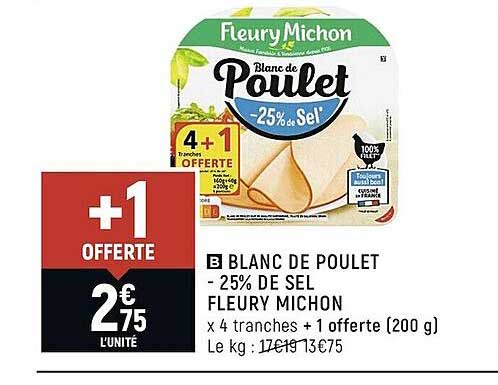 blanc de poulet -25% de sel fleury michon