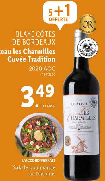 blaye côtes de bordeaux château les charmilles cuvée tradition 2020 aoc