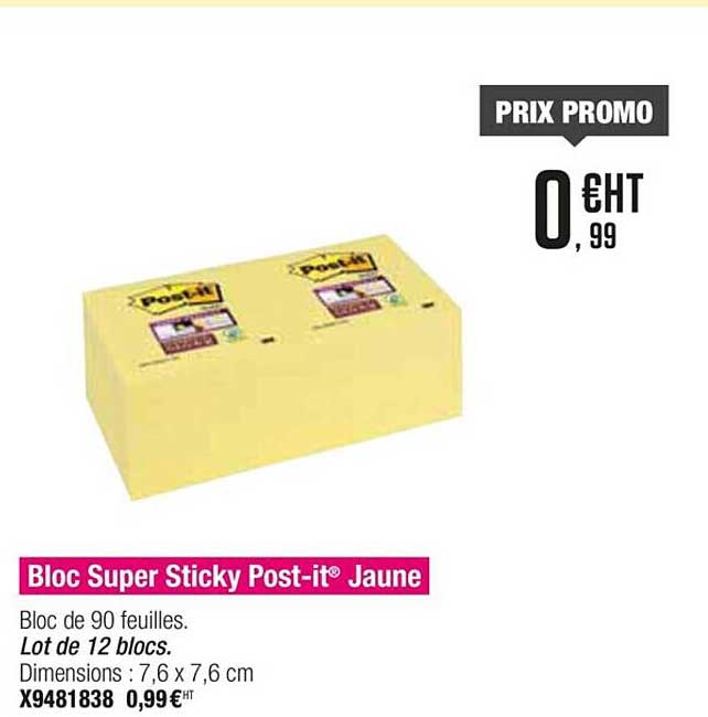 bloc super sticky post-it jaune