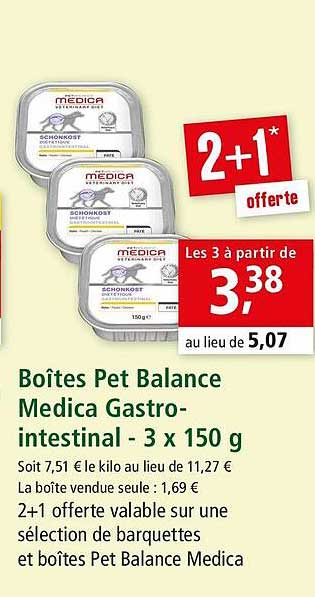 boîtes pet balance medica gastro-intestinal - 3 x 150 g