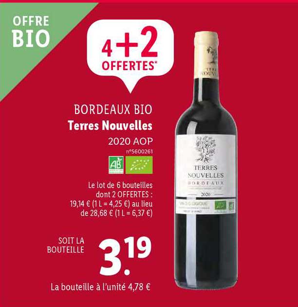 bordeaux bio terre nouvelles 2020 aop